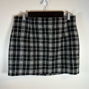 Zara Black and White Plaid Mini Skirt